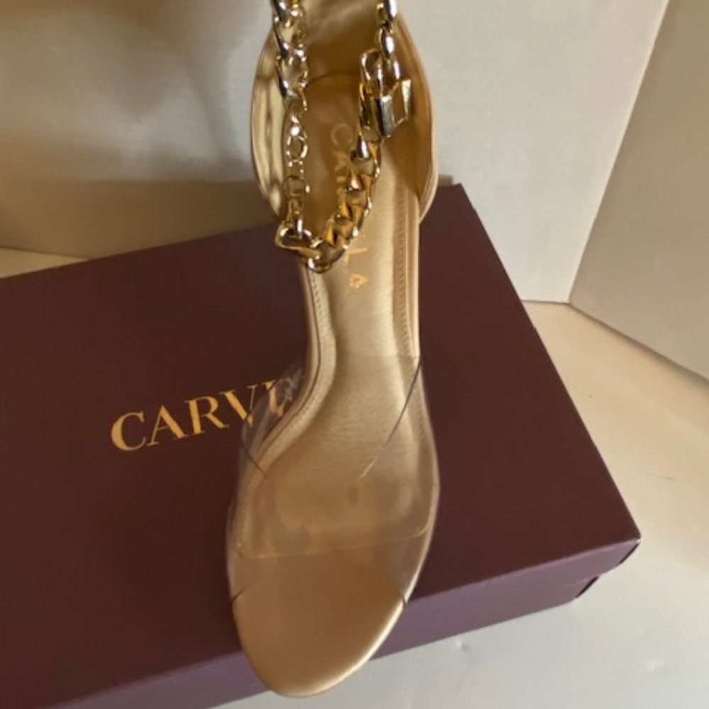 Carvela nude and clear heels w/ chain ankle strap new in box, size 10